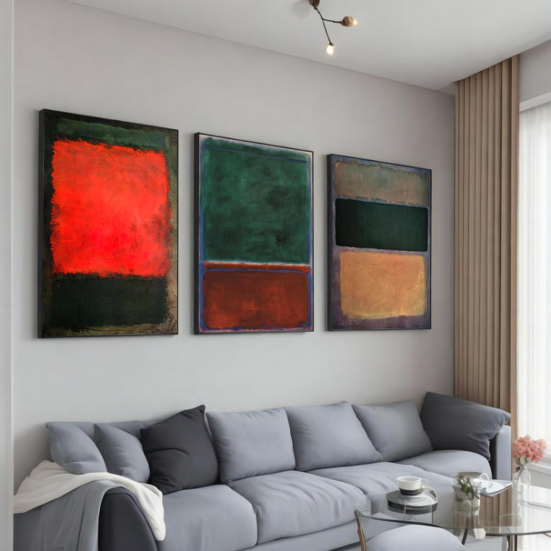 Mark Rothko Triptych Mark Rothko Inspired Art Prints, Mark Rothko Triptych Canvas Set ...