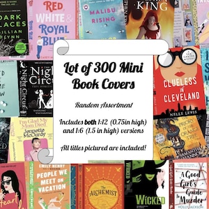 300 Mini Book Covers- Massive Lot for Anxiety Bookshelf, Book Nooks, Doll Houses- Includes both 1:12 (0.75in high) and 1;6 (1.5in) Printable