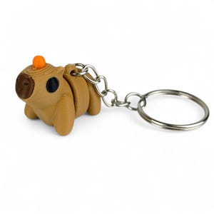 3D Printed Capybara Keychain: Articulated Fidget Toy with Orange