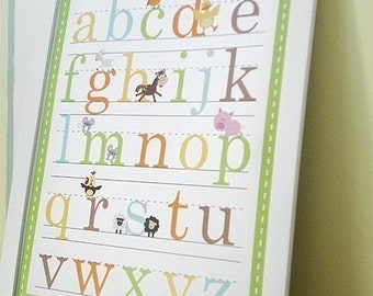 11x14" Funny Farm Alphabet Poster for Boys and Girls