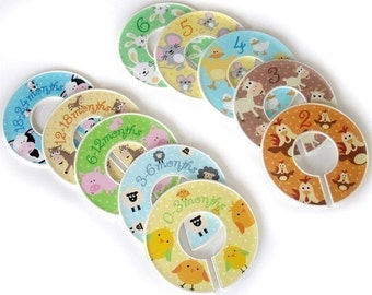 Size 0-6 Clothing Closet Dividers - Complete Set of 10 Funny Farm  Dividers