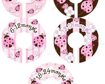Ladybug Pink and Brown Closet Clothing Dividers - Set of 5 Assorted for Girls