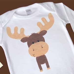 Moose Long Sleeve One-Piece Bodysuit or Shirt for Boy and Girl Unisex image 1