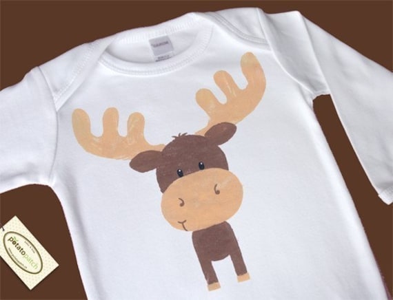 Moose Long Sleeve One-Piece Bodysuit or Shirt for Boy and Girl Unisex
