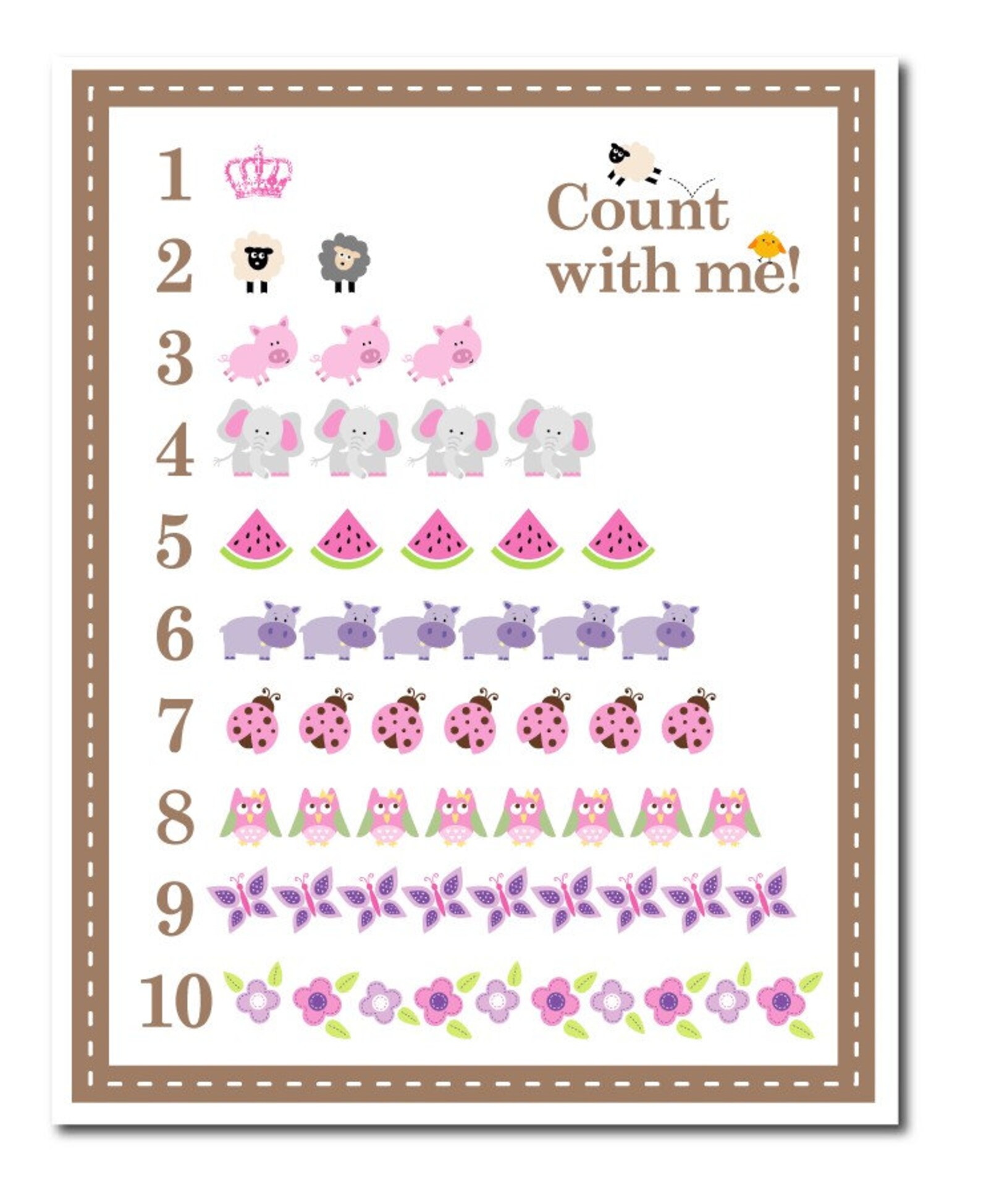 11x14 Girl Alphabet and Number Counting Poster - Etsy