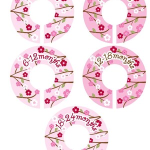 Cherry Blossom Closet Clothes Dividers for Girls - Set of 5 Assorted