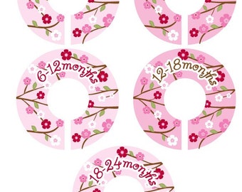 Cherry Blossom Closet Clothes Dividers for Girls - Set of 5 Assorted