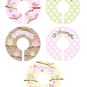 Baby Closet Dividers for Girls Organizer Clothing Dividers Sweet Birds and Owls image 2