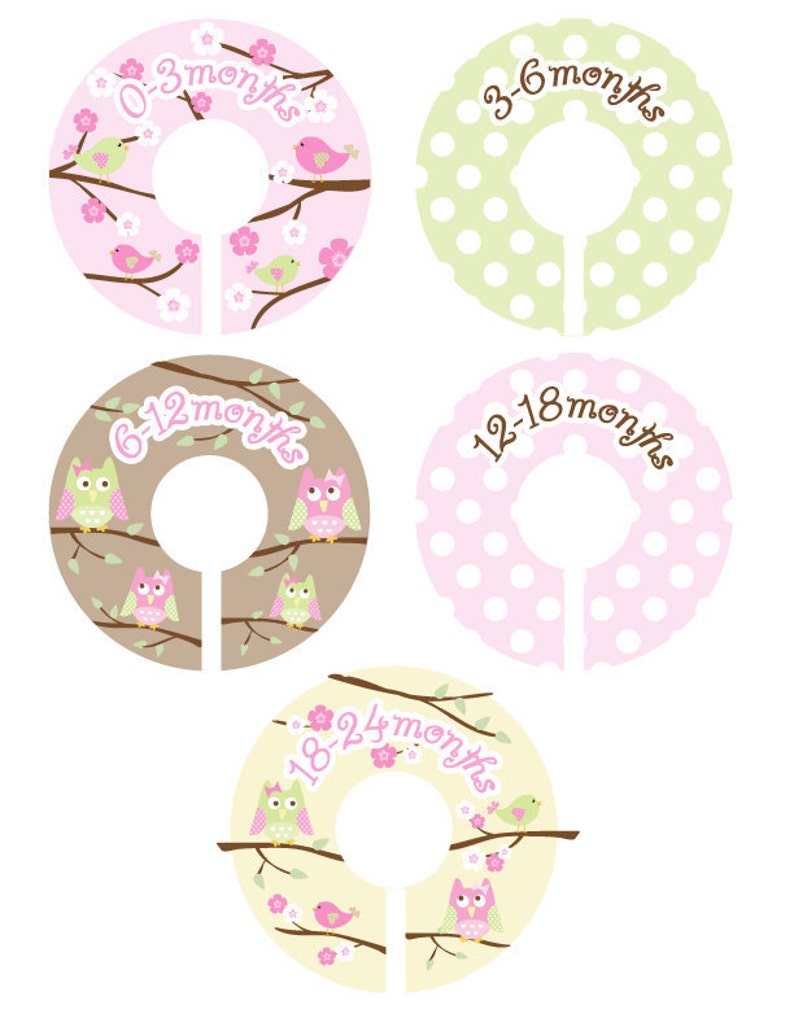 Baby Closet Dividers for Girls Organizer Clothing Dividers Sweet Birds and Owls image 2