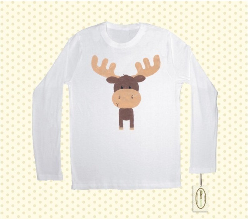 Moose Long Sleeve One-Piece Bodysuit or Shirt for Boy and Girl Unisex image 5
