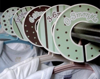 Baby Closet Organizer Dividers - Modern Sage and Chocloate Brown Unisex for Boys and Girls
