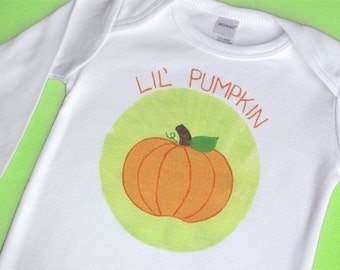 Lil' Pumpkin Long Sleeve One-Piece Bodysuit or Shirt for Boy or Girl