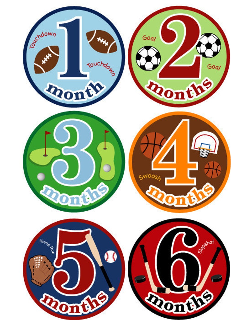 Shirt Stickers Sports Baby Monthly Shirt Stickers for Boys Etsy