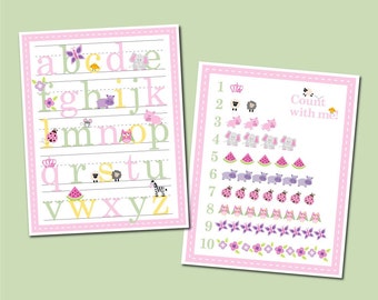 11x14 Girl Alphabet and Number Counting Poster