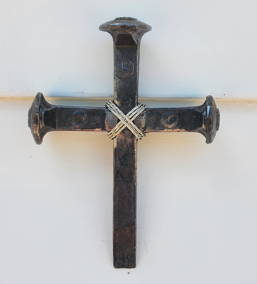 Rustic Railroad Spike Cross Railroad Spike Cross Plaque Home Decor