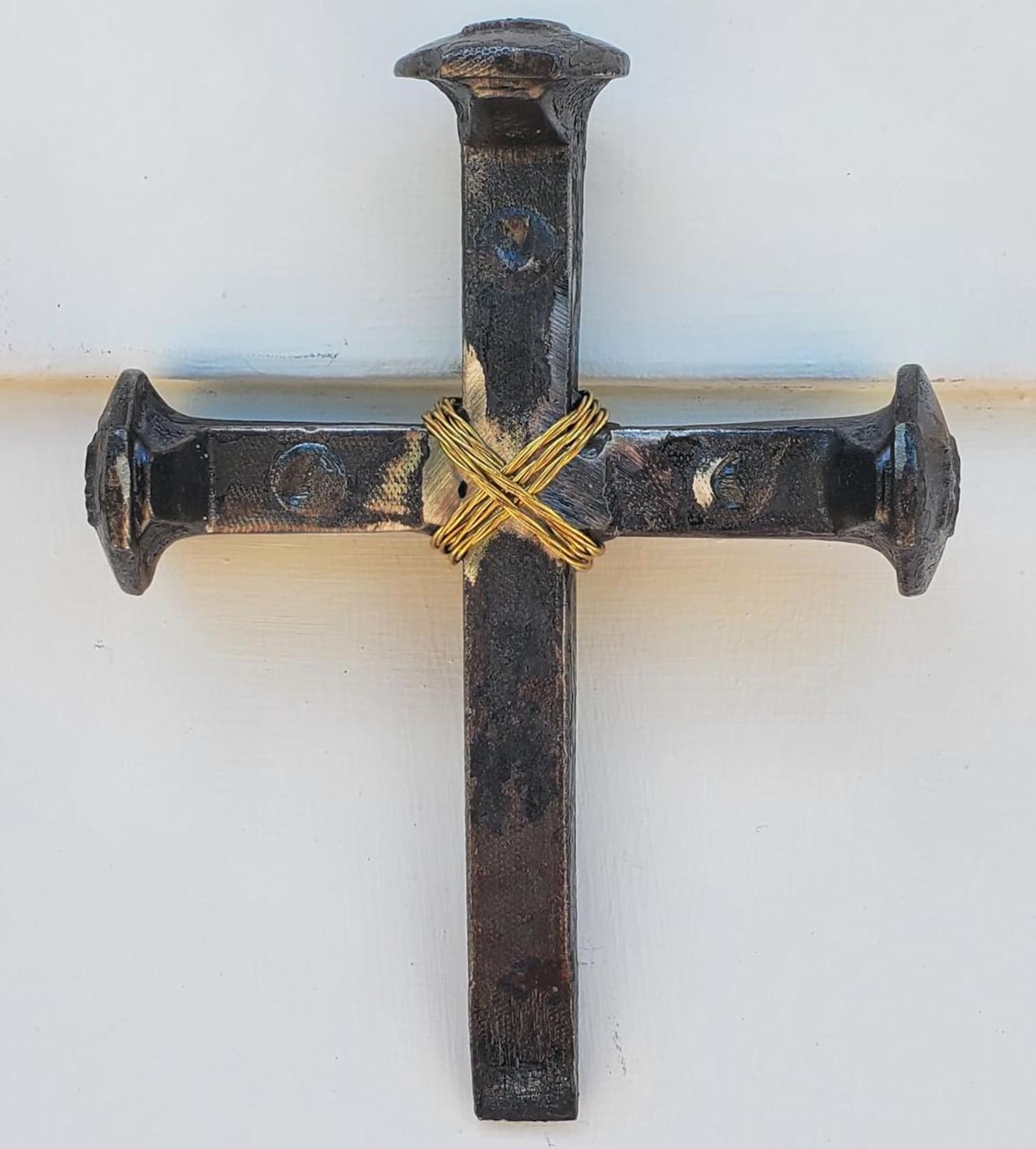 Rustic Horseshoe Cross With Railroad Spike Cross Farm Ranch Stable