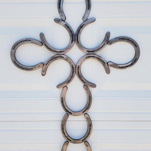 Rustic Western Horseshoe Cross Large or Small, Farm Ranch Stable Decor, Equestrain Christian Cowboy Cowgirl Decor, Display of Faith