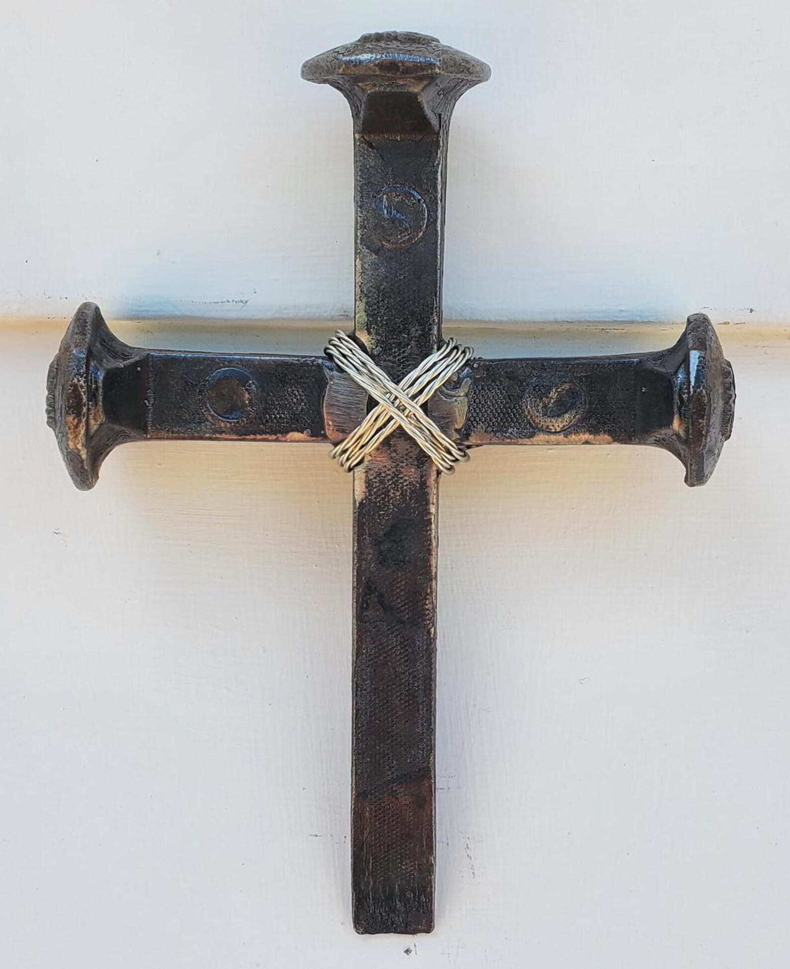 Stable Cross Rustic Horseshoe Cross With Railroad Spike Cross, Farm Ranch Stable ...