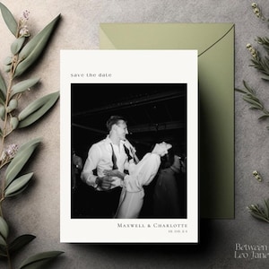 Modern minimalistisch Save The Date-sjabloon, fotohuwelijksuitnodiging (canva, 5 x 7" digitale download)