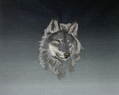 Quilt Block, Majestic Wolf, Embroidery Library Design, Gradiated Black to Gray Quilt Quality Fabric, 18 x 18 inches square,