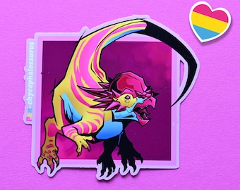 Lgbtqia pride month flag dinosaur pachycephalosaurus stickers: Pan-chycephalosaurus pan pride sticker