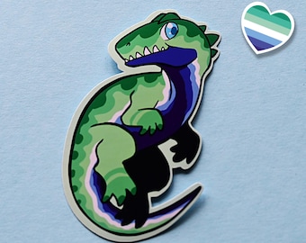 Me-GAY-losaurus Sticker: LGBTQIA Pride Dinosaur Pun