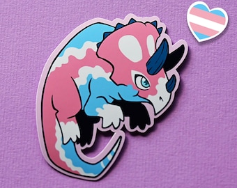 Cute Lgbtqia pride month flag dinosaur stickers: Transgender pun sticker TRANS-ceratops