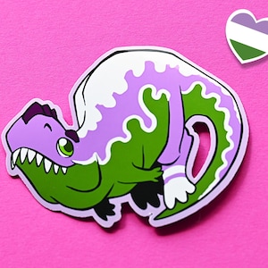 Stickers dinosaures drapeau du mois de la fierté LGBT : Sticker jeu de mots queer QUEER-mesaurus