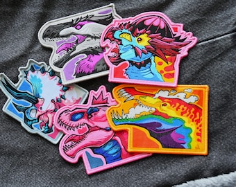 Dinosaur Pride Iron-On Woven Patch Pack: LGBTQ+ Patches