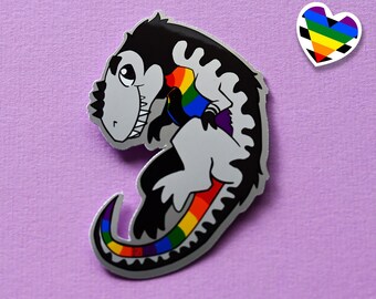 Cute Lgbtqia pride month flag dinosaur stickers: Ally pun sticker ALLY-oramus