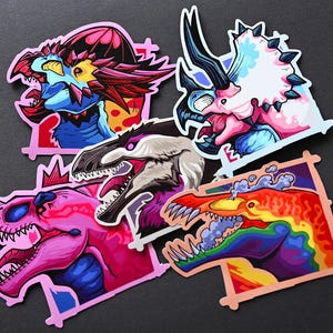 Pack d'autocollants buste de dinosaure drapeau du mois de la fierté LGBT : thème transgenres, asexuels, bisexuels, pansexuels et fierté