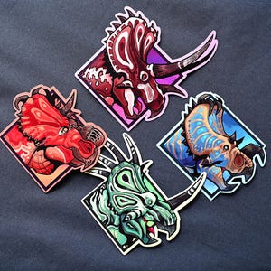 Ceratopsian Dinosaur Sticker: Agujaceratops, Centrosaurus, Pachyrhinosaurus