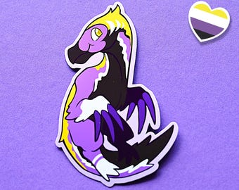 Non-Binary Dinosaur Sticker: Prehistoric LGBTQIA Pride Pun