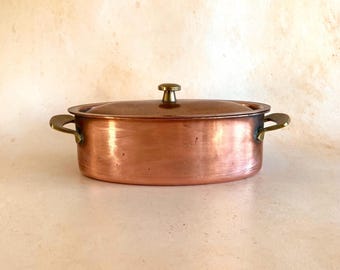 Vintage Spring Culinox Copper Oval Lidded Pan