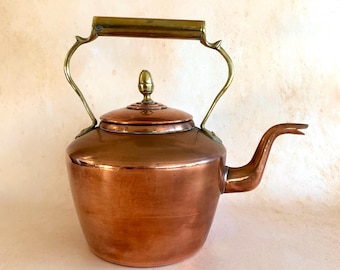 Vintage Copper and Brass Kettle, Teapot