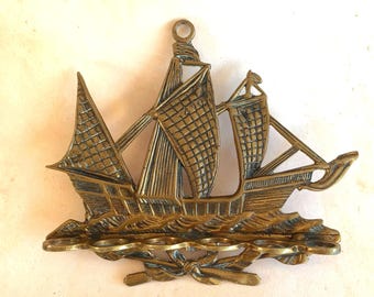 Vintage Brass Ship Pipe Rack