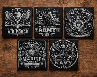 Military Branch PNG Images for Engraving on Black Slate with INVERTED Files