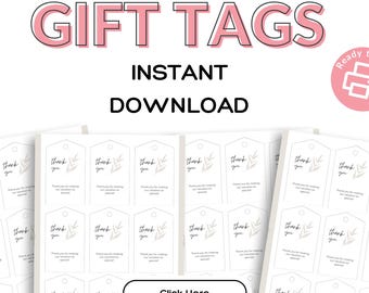 Printable Floral Gift Tags Instant Download – Minimalist Line Art Tags, Blank Back, DIY Gift Tag PDF, Wedding Favor Tags, Boho Gift Labels
