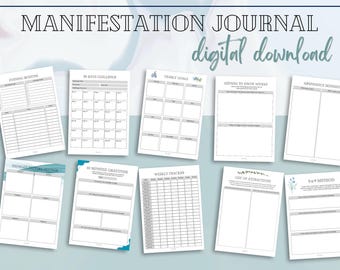 Manifestation Journal Digital Download | Goal Setting, Gratitude Journal, Self-Care, Abundance, Affirmations | Printable PDF