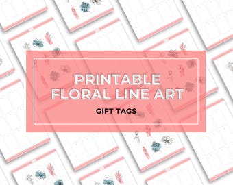 Printable Floral Gift Tags Instant Download – Minimalist Line Art Tags, Blank Back, DIY Gift Tag PDF, Wedding Favor Tags, Boho Gift Labels