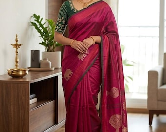 Kanchipuram soft silk saree classic maroon with dark green border