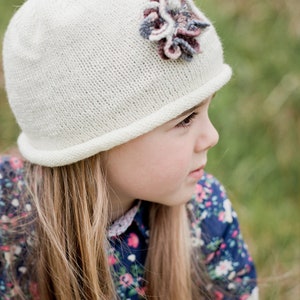 PDF Rolled Brim Beanie with Flower Knitting Pattern image 2