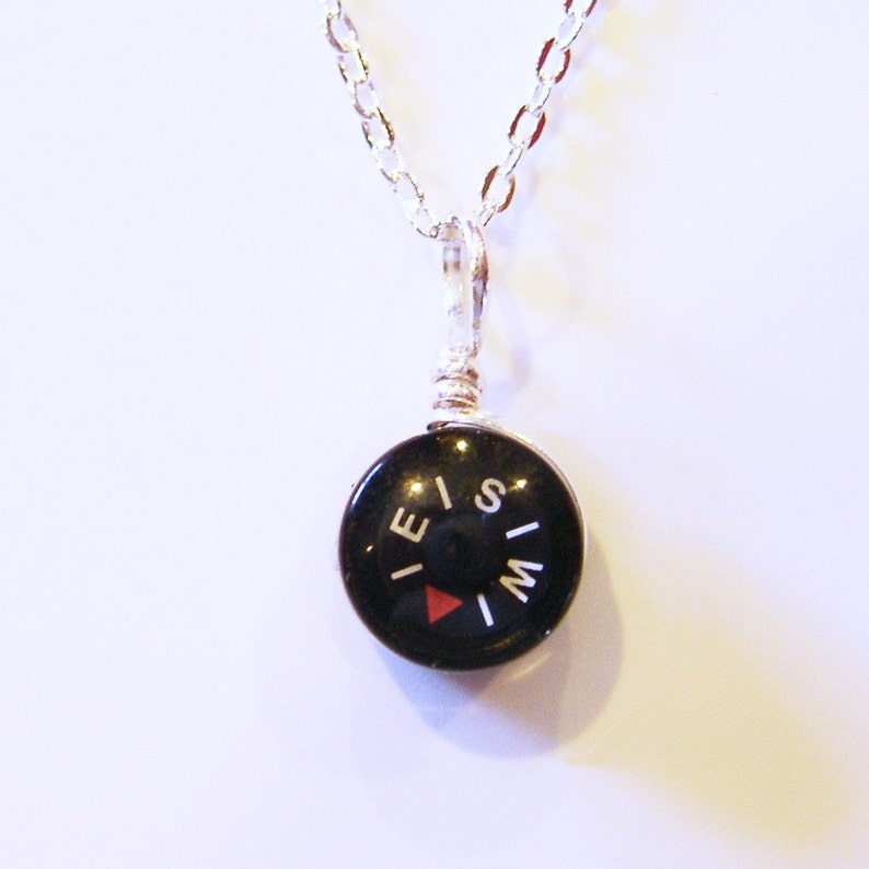 Tiny Compass Necklace Micro Black image 4