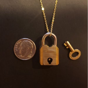 Lock Em Up Tiny Working Lever Padlock Necklace with Keys A