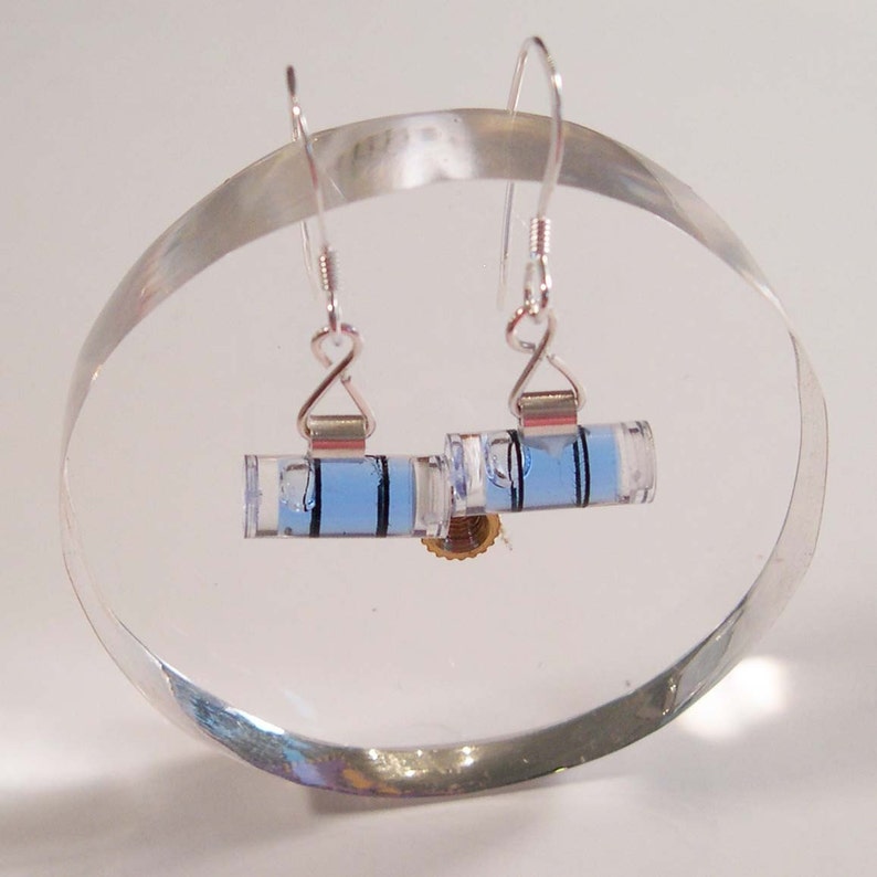 Level With Me Mini Blue Bubble Level Earrings image 1