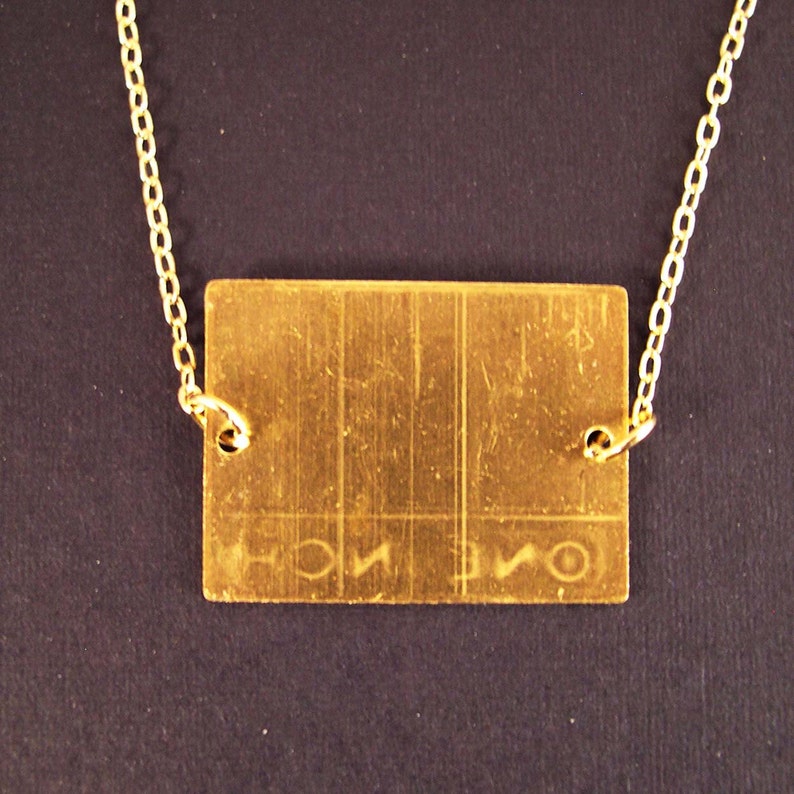Give Me an Inch Golden Real Inch Ruler Necklace Gold Plated Etsy