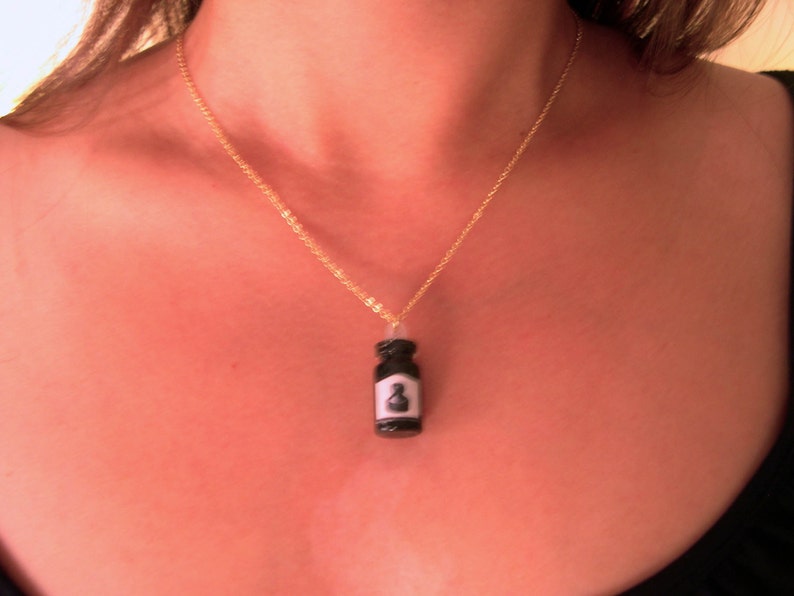 REAL Working Teeny Tiny Mini Fountain Pen Necklace with Ink Bottle Fountain of Youth image 5