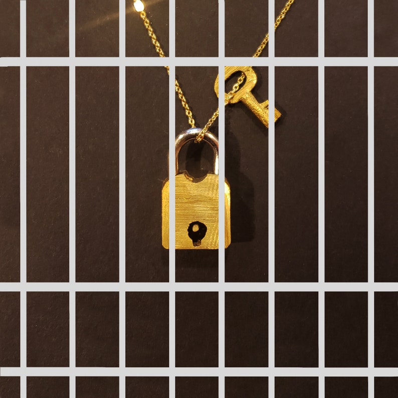 Lock Em Up Tiny Working Lever Padlock Necklace with Keys image 2