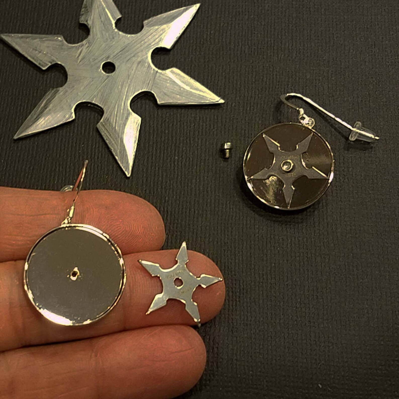 Removeable Working Ninja Throwing Stars Earrings Etsy