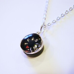Tiny Compass Necklace Micro Black image 3